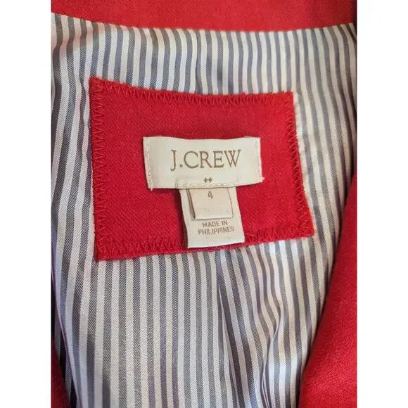 J.Crew Blazer Sz 4 Wool Blend Jacket Red Lined Corpcore Career Academia Preppy - Picture 3 of 9